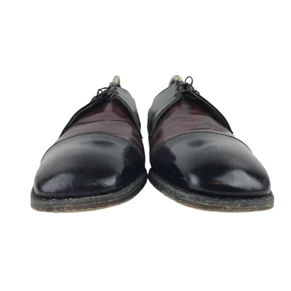 Freeman Mens Brown Black Leather Lace Up Low Top Classic Oxford Shoes Size US 9D - Picture 3 of 9